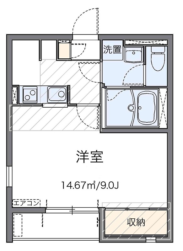 カーサ　フローラ 斜線部分2か所がロフトです