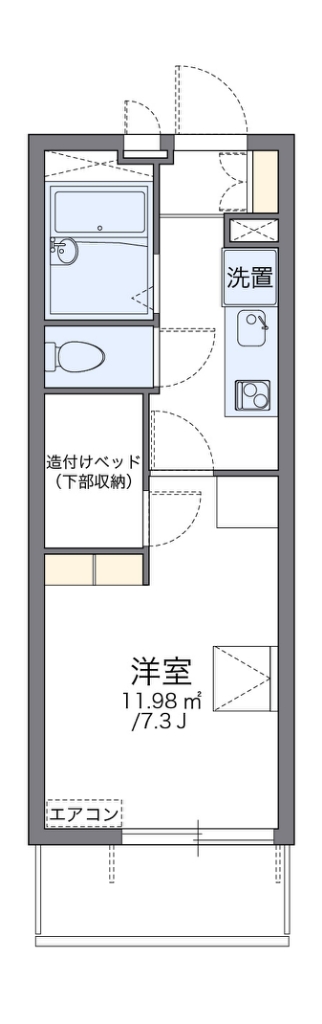 レオパレスウィスタリアⅡ 代表的な間取のため実際の間取とは異なる場合があります