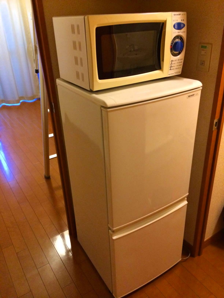 レオパレストーレイ 電子レンジと冷蔵庫です。